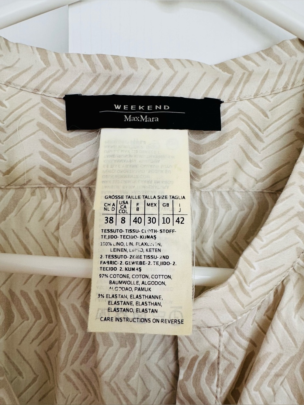 Weekend Max Mara Linen Dress Neutral Two-Tone Sleeveless Summer Size 8 - Picture 3 of 5